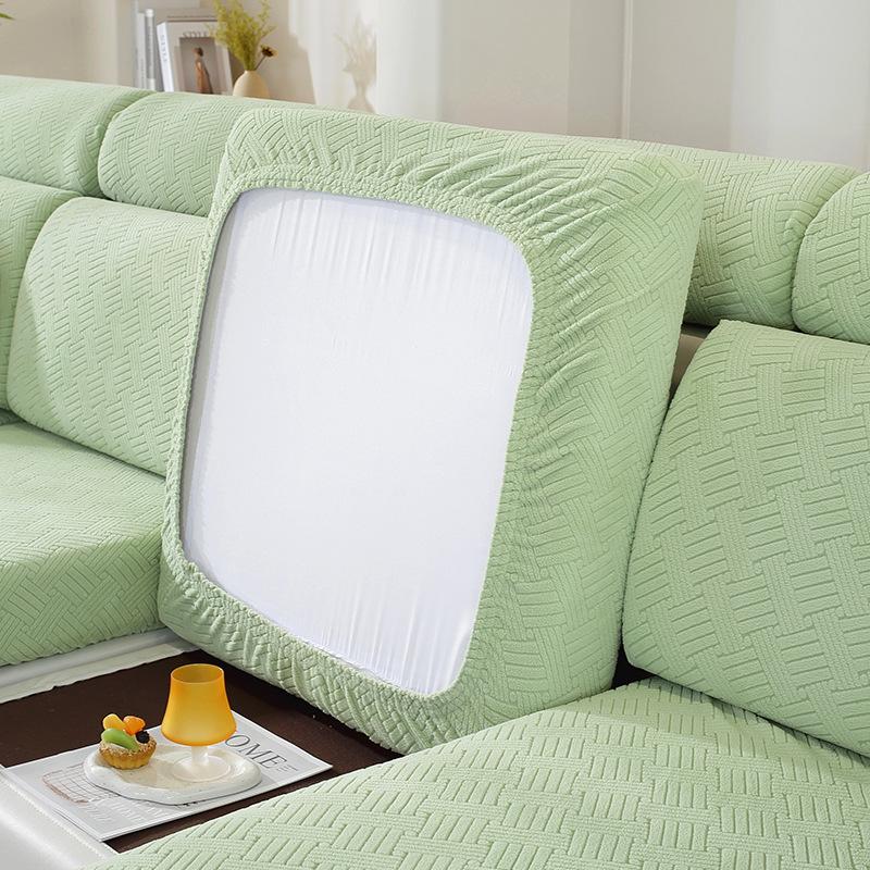 Universal Non-Slip Stretch Sofa Cover - Solid Color, All-Season Full Wrap Cushion Protector