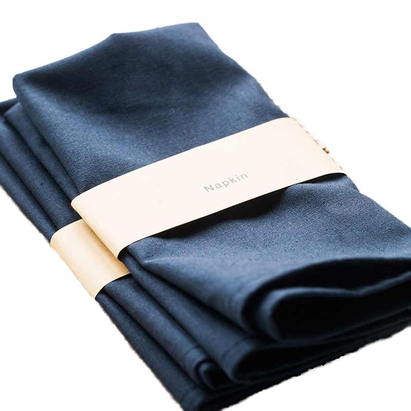 Navy Blue Custom Linen Napkins Square Hemstitch Reusable Soft Comfortable Cotton Wedding Home Disposable Classic Handmade 40*40cm синий