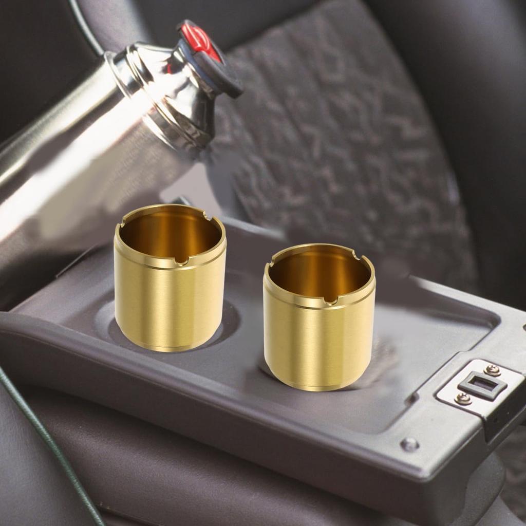 TOKIDNY Brass Car Ash Tray with Lid, 2.95 x 2.76