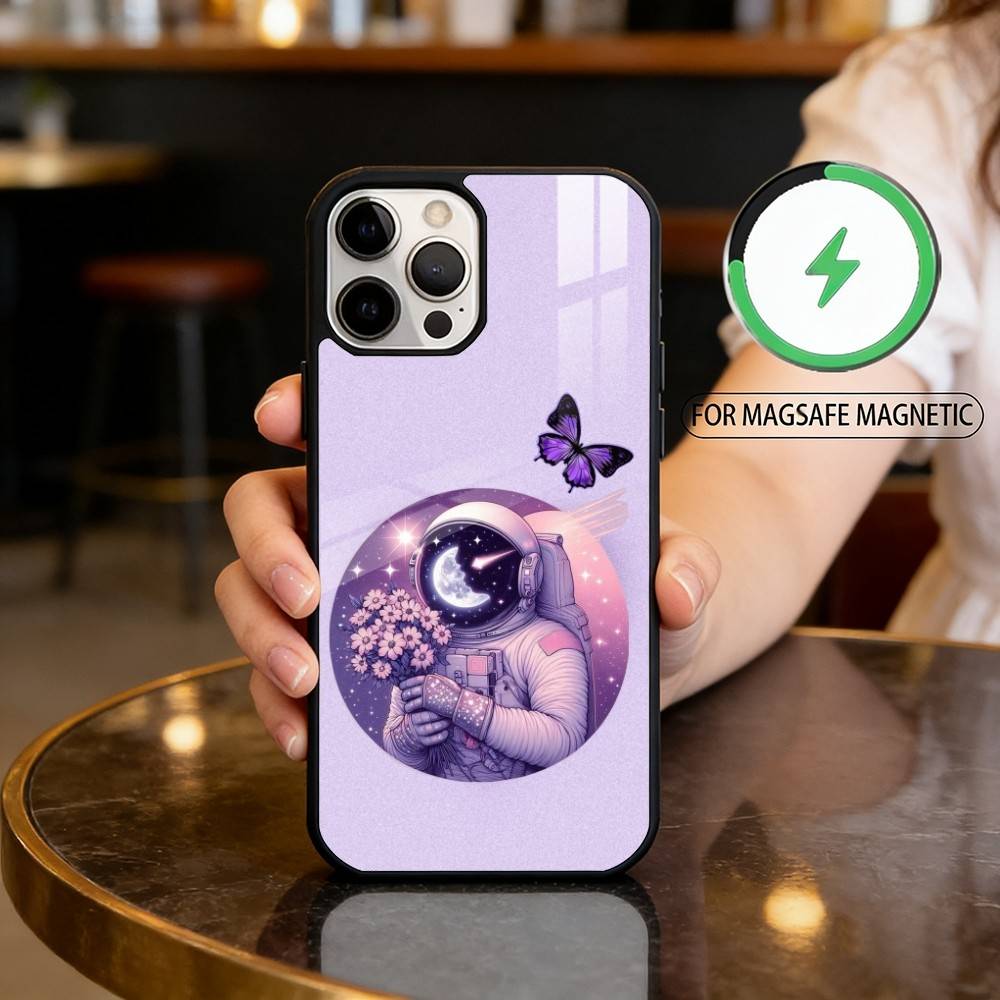 Cartoon Astronaut Cute Phone Case For iPhone17,16,15,14,13,12,11 Plus,Pro Max Magnetic For Magsafe Wireless Charging