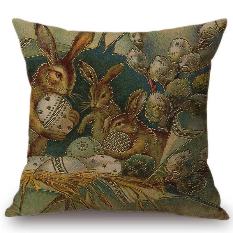 Милая подушка для празднования Пасхи, домашние декоративные диванные подушки, винтажный постер, детский цыпленок, курица, подарок, поздравительная наволочка 450mm*450mm