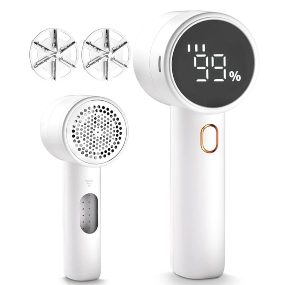 

Электрическая бритва для удаления катышков, перезаряжаемая бритва для удаления катышков, одежда, свитер, удаление катышков, 6 лезвий, 3 скорости белый