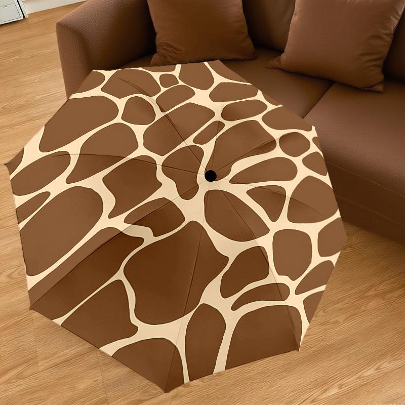 1pc Giraffe Print Animal Skin Pattern Automatic Open/Close Umbrella with Windproof, 8-Rib Sturdy Canopy, Durable Ribs, Fashionable Design1195A