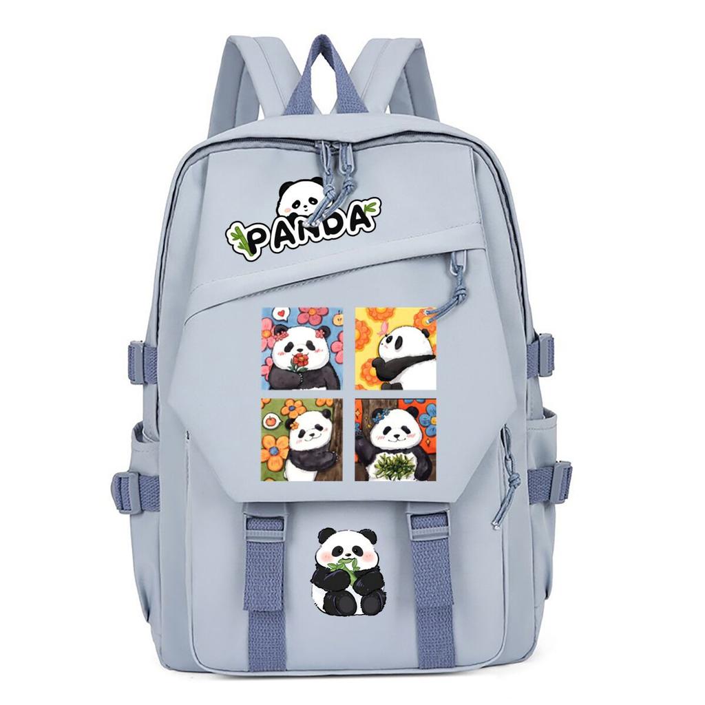 Panda Huahua Cartoon Printed Student Campus Backpack Casual Large Capacity School Bag
