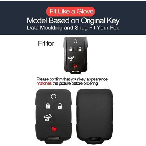 2pcs Compatible with Silverado Sierra 1500 2500 3500 Smart 5 Buttons Key Fob Cov
