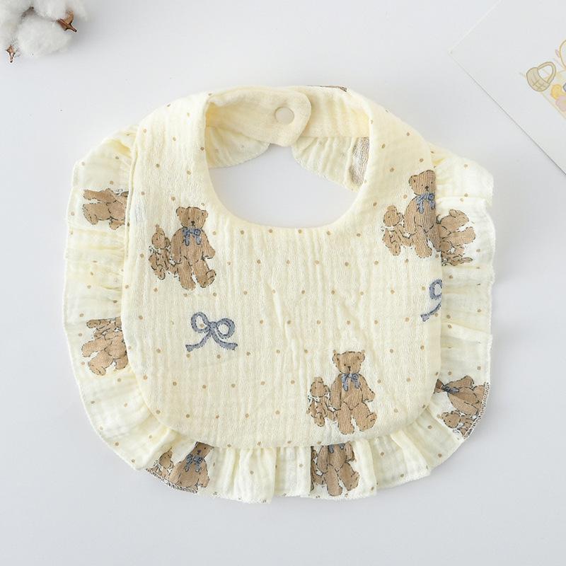 Ruffle Baby Drool Bibs: Pure Cotton Printed Lace Bibs