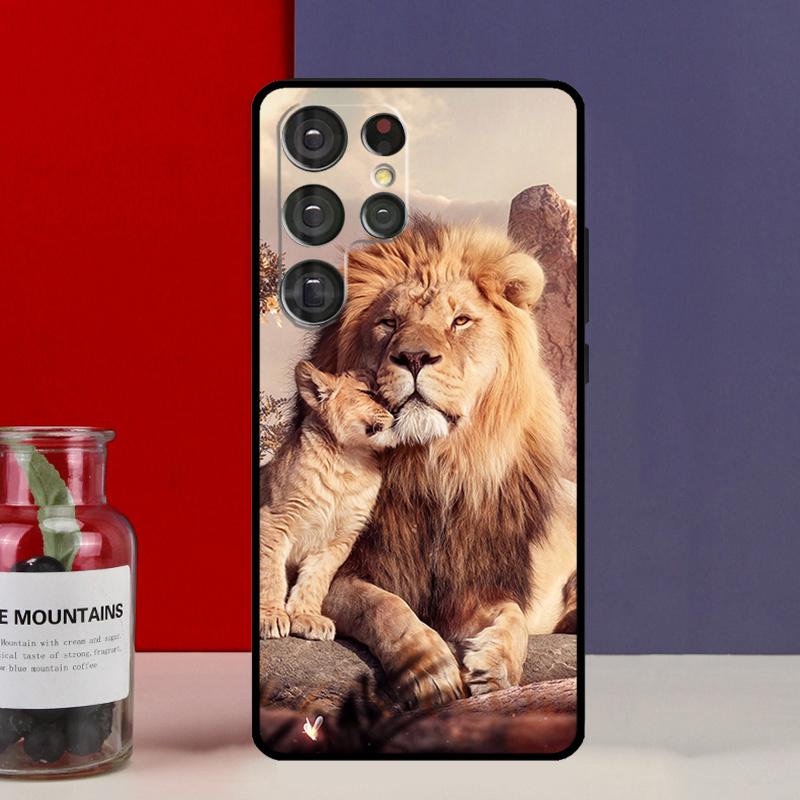 Lion Alpha Male Cub Case For Samsung Galaxy S22 S23 S21 Ultra S20 FE Note 20 Ultra S8 S9 S10 Note 10 Plus Cover