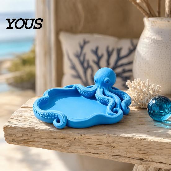Necklace Storage Dish 3D Printed Octopus Jewelry Tray, Ocean Animal Earrings Ring Multifunctional Home Organizer Decorative Keys Trinkets Holder