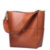 New Women's Bag Leather Cowhide Bucket Bag Shoulder Portable Shopping Trend Bag