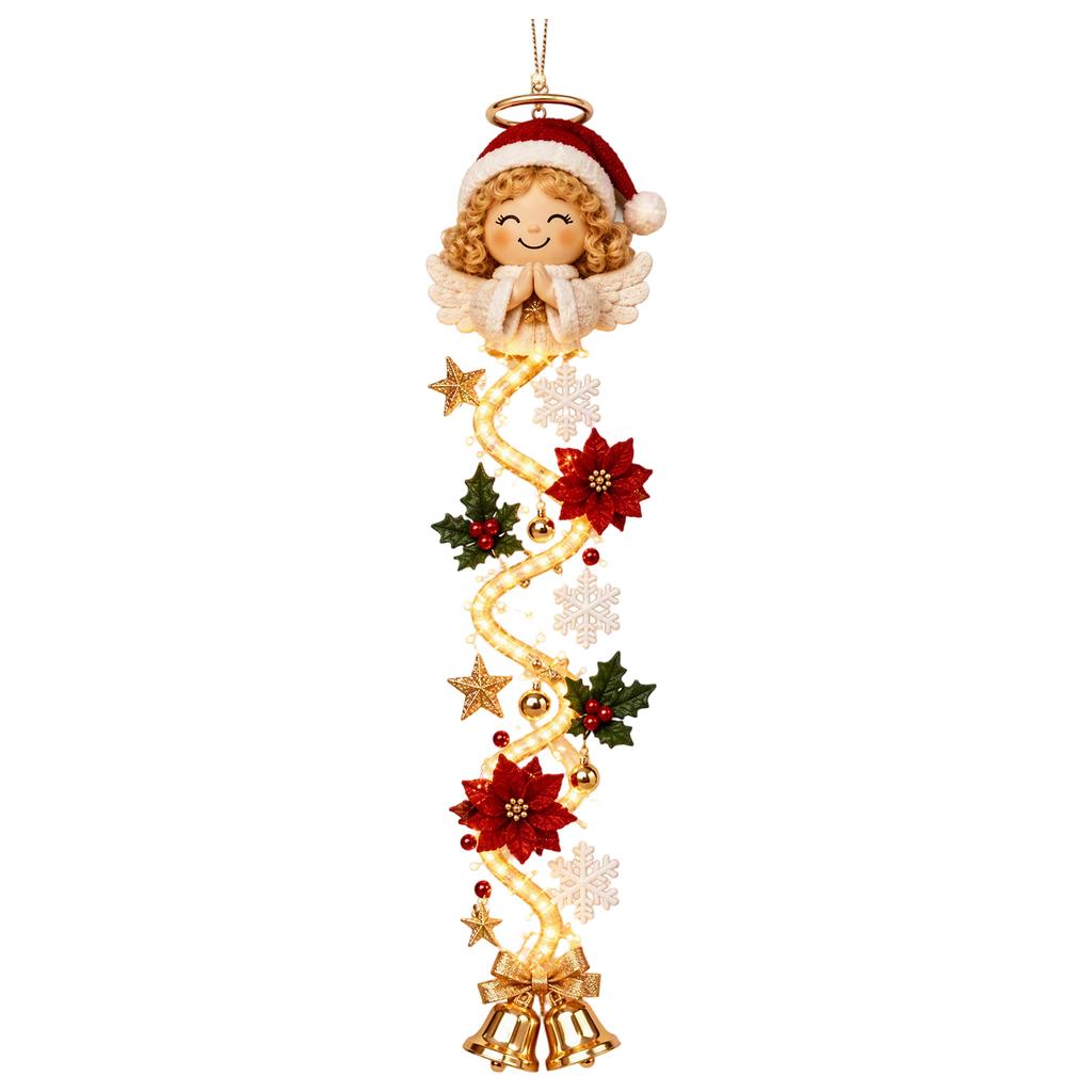 Festive Lighted Door Hanger Christmas Snowman Santa Reindeer Fabric Holiday Home Wall Decoration