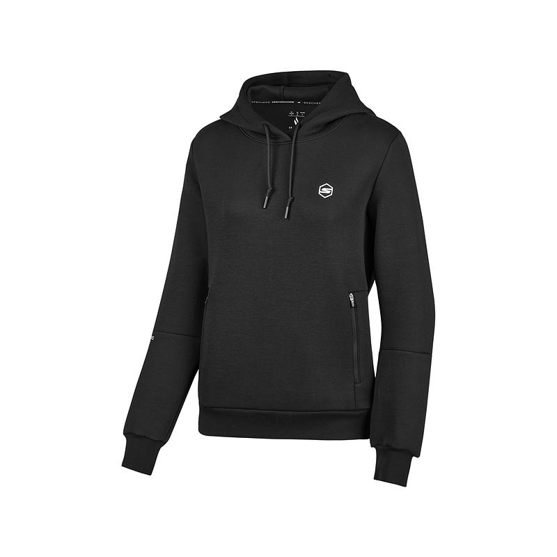 Skechers Comfort Sports Goknit Solid Color Casual Pullover Long Sleeve Sweatshirt Women sweatshirt Carbon-Black P424W011-0018 L