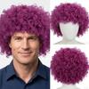 Colorful Short Wavy Curly Hair Heat Resistant Football Fan Wearing Wigs  Halloween