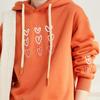 Bailuyu Women's Autumn/Winter Fleece-Lined Hooded Sweatshirt with Heart Embroidery