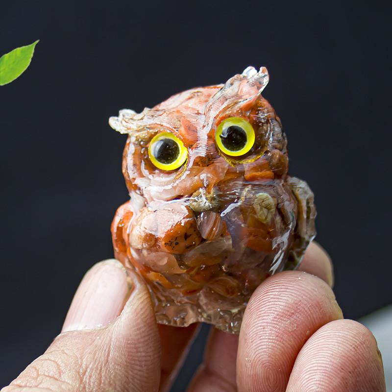 Uil Hars Kristal Beeldje Met Natuurlijke Watersteen Voor Huisdecoratie En Cadeau Geven