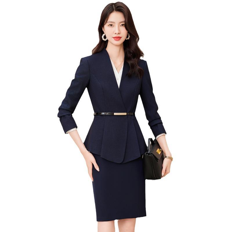 Professional Women's Suit Skirt Set 2024: Elegant Slimming Workwear for Beauty Salon and Property Consultants