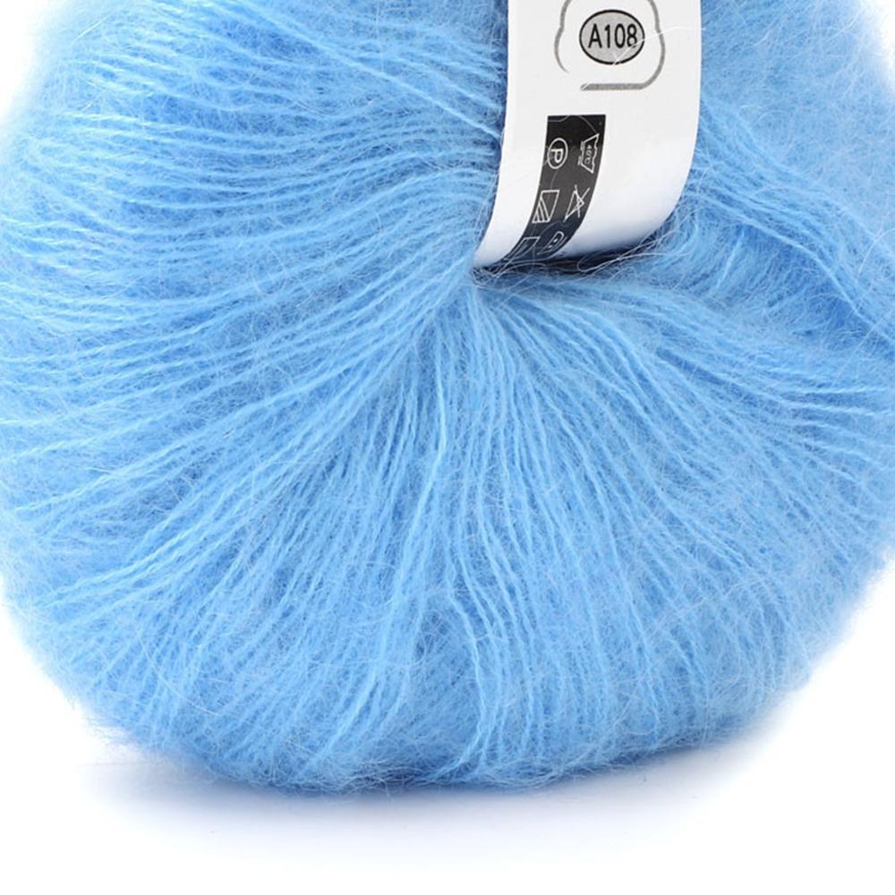 Soft Texture Angora Wool Yarn Light Blue Color Knitting Yarn Long Wool Yarn For DIY Knitting