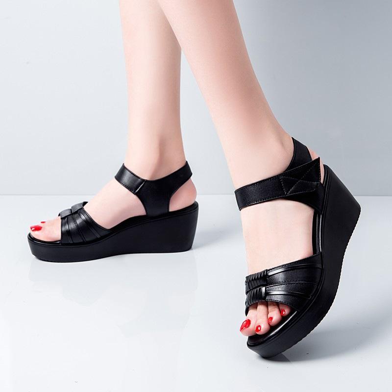 Keilabsatz Sandalen Sommer Neu Muffin Boden Rutschfeste Sandalen Wasserdicht Tisch Dicke Sohle Bequem Fischmund Sandalen