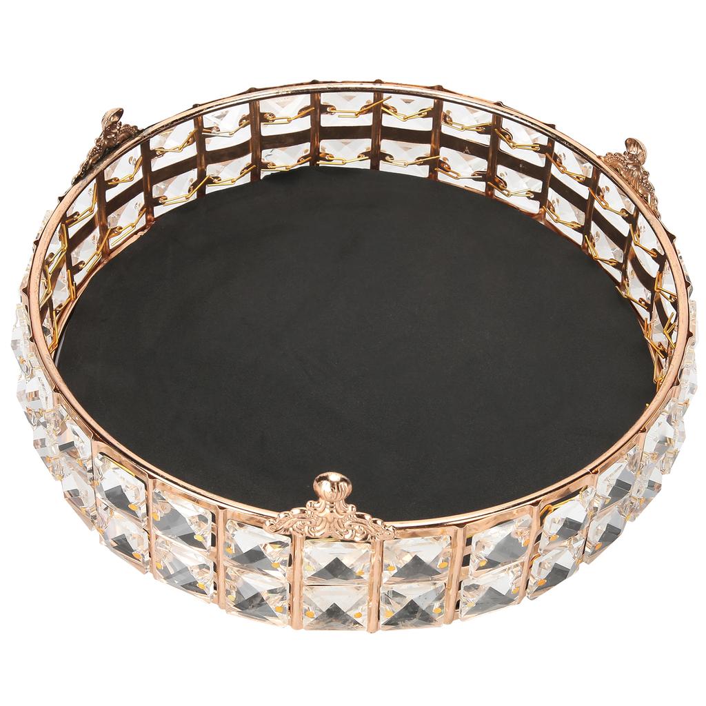 Crystal Mirror Cake Stand Holder Rack Wedding Dessert Cupcake Pan Cake Display Tray Table DecorRound