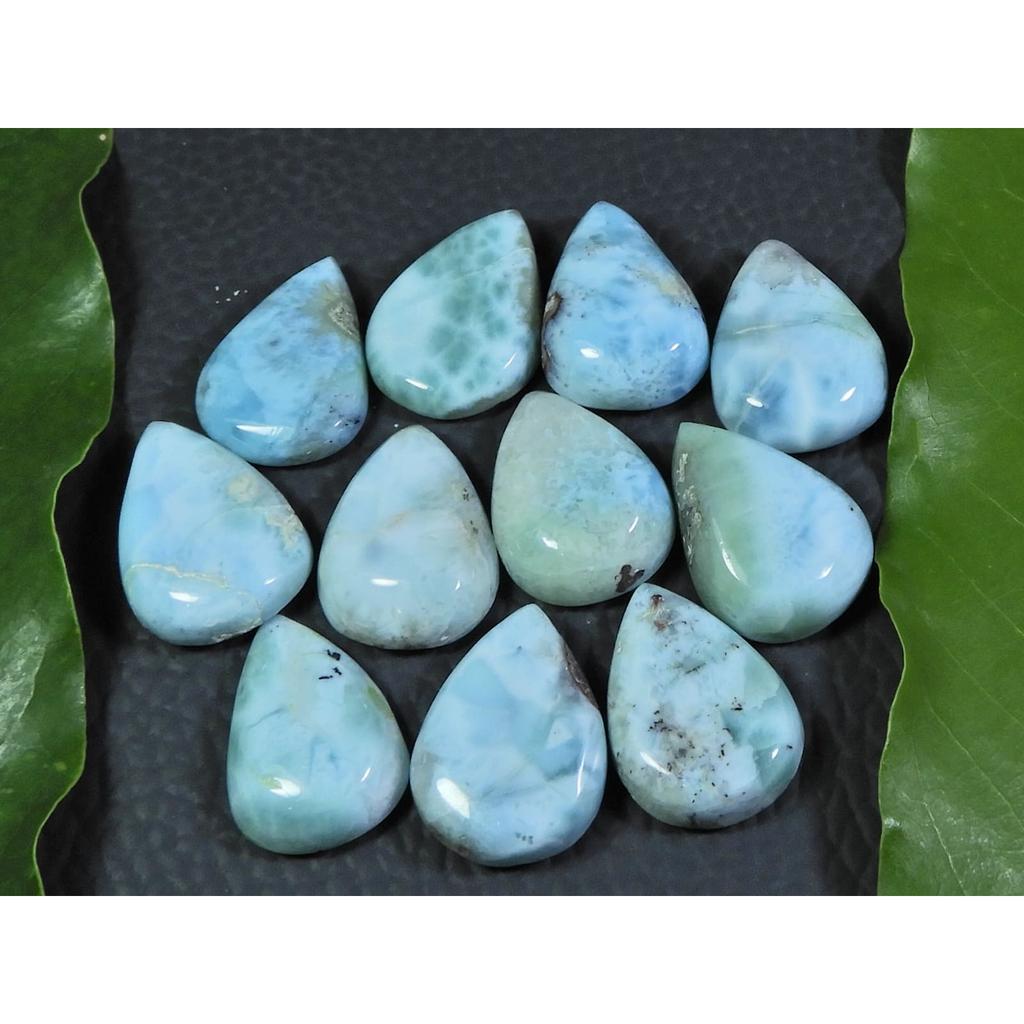 13x18MM Blue Larimar Natural Cabochon Pear Loose Gemstone Lot 11Pcs 107Cts. A-50
