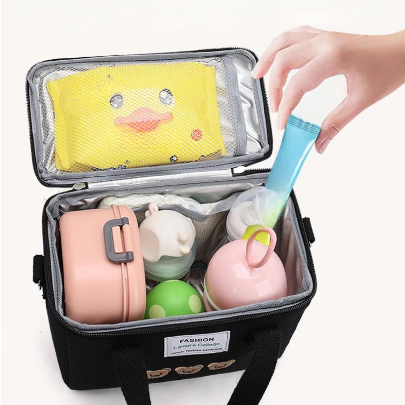 Cute Bear Lunch Bag Girls Insulated Canvas Cooler Handbag Aluminium Foil Thermal Food Box Family School Picnic Dinner Container