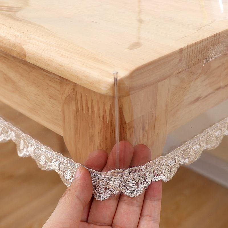Matériau PVC Ruban Transparent Petite Dentelle Tapis de Table Carré Ménager Décoration de Maison Respectueux de l'Environnement Ne Jaunissant Pas Sets de Table 60x60cm