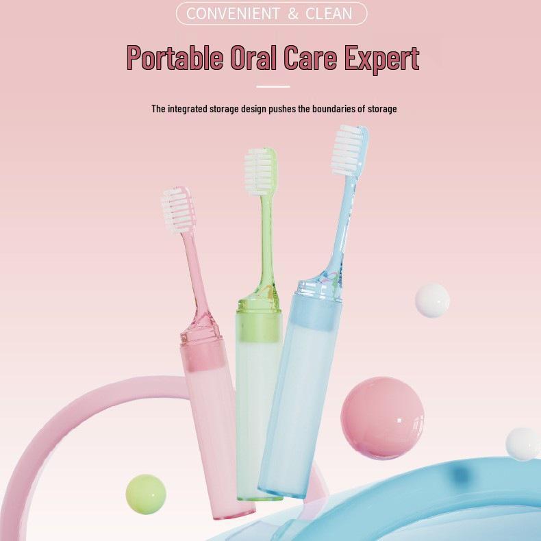 Portable Folding Toothbrush with Soft Bristles - Compact for Travel and Business Trips