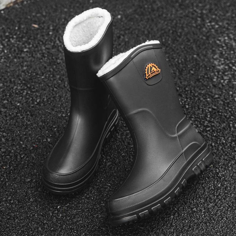 Gongminbao Fashion Men's Medium Tube Bundle Rain Shoes Waterproof Shoes Wear-resistant Non-slip Rain Boots Four-season Rubber Shoes Cover Feet