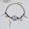 Fashion Y2k Watch Leather Pendant Titanium Steel Collar Female Personality Cyberpunk Choker Fashion Jewelry Gift