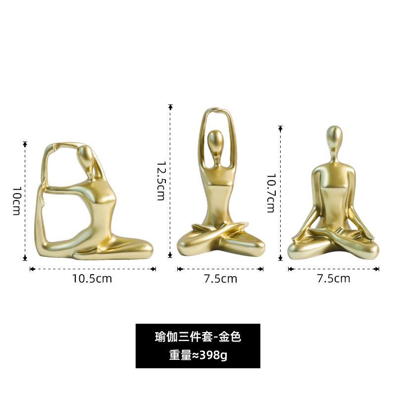 3Pcs Yoga Women Statue Yoga Figures Abstract YogaGirl Figurine Resin Yoga Pose Figurine Statue Decorative  Figurine Sculpture