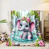 Cute Elephant with Floral Waterfall Background Print Blanket Soft and Cozy Perfect for the Living Room Bed Sofa or a Nap,gift