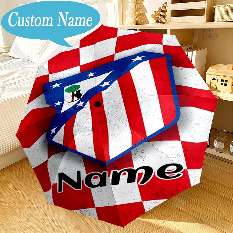 Custom Name Umbrella Atletico Crest Umbrella 8-Frame for Travel, Camping, Casual Lightweight Portable, Essential for Family Gifts