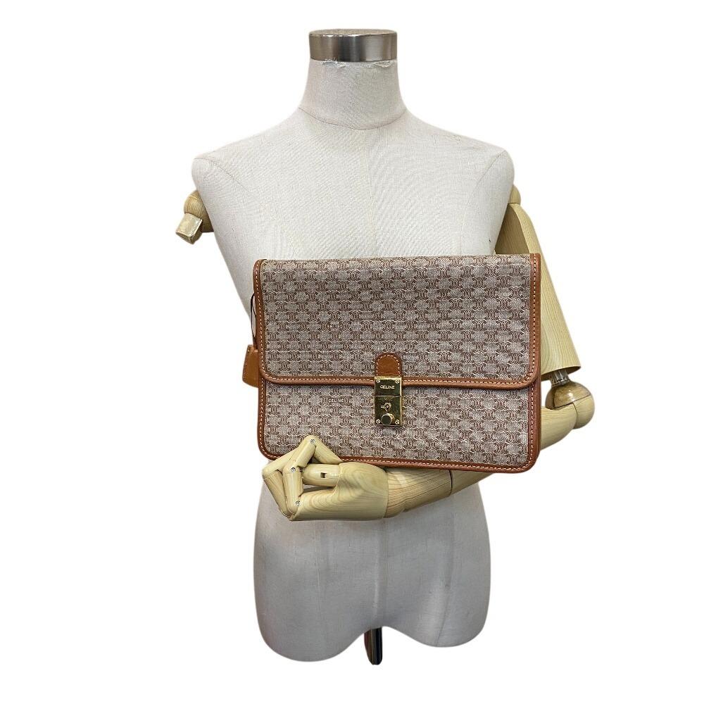 CELINE Clutch pouch Macadam PVC business bag Brown PVC Used