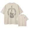 Mens Fun Guitar Print Washed T Shirt Comfortable And Breathable Summer Street Style Fitness Training Pure Cotton Short Sleeve