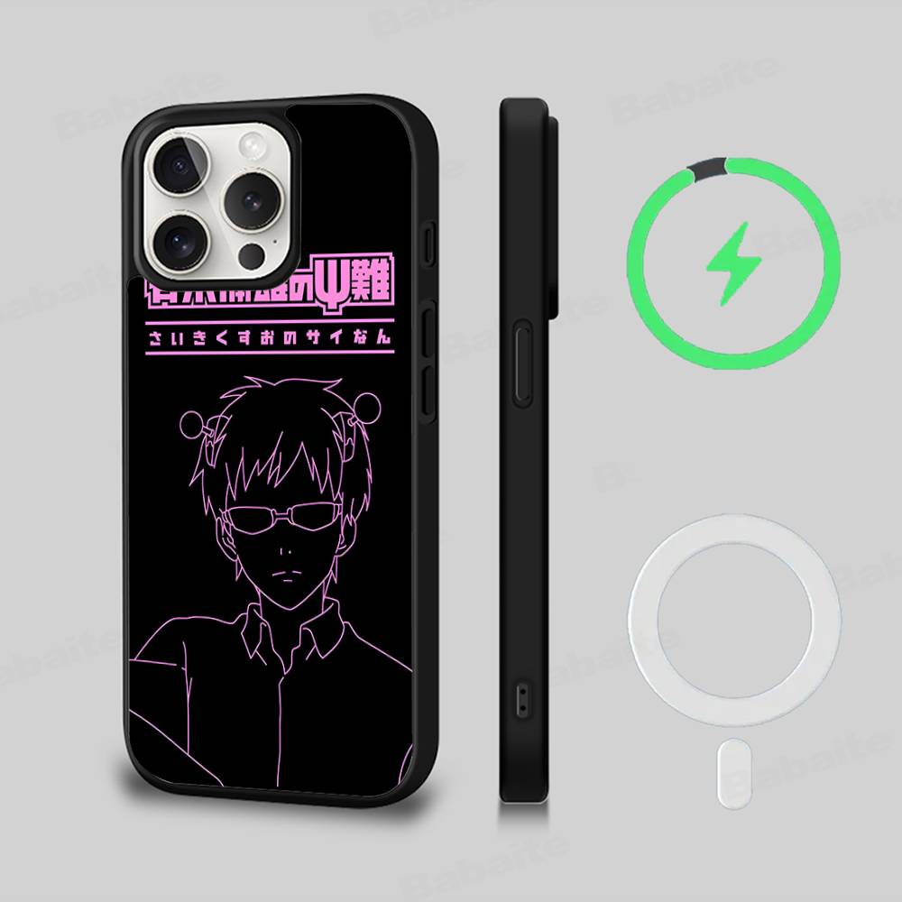 Cute Kitty Boy Saiki Kusuo Magnetic Case For IPhone 17 16 14 13 12 11 15 Pro Max Plus Wireless Charge Phone Cover