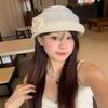 Hepburn Camellia Curled Linen Beret Women's Summer Thin Breathable Top Hat Show Face Small Hat Painter Hat