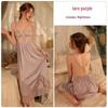 Elegant Satin & Lace Deep V Backless Nightgown and Robe Set J3343