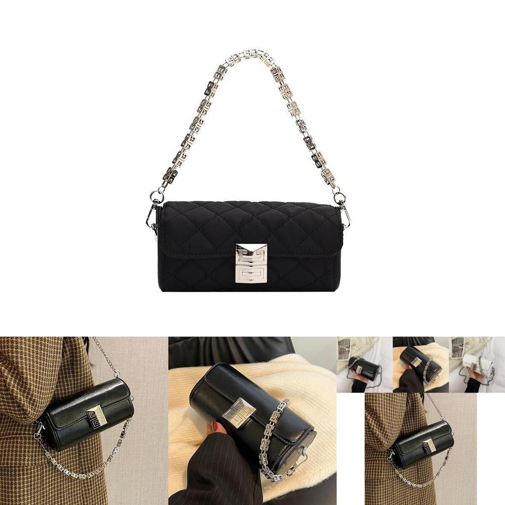 Chic White Chain Shoulder Bag For Women Stylish Versatile Soft Fabric Design