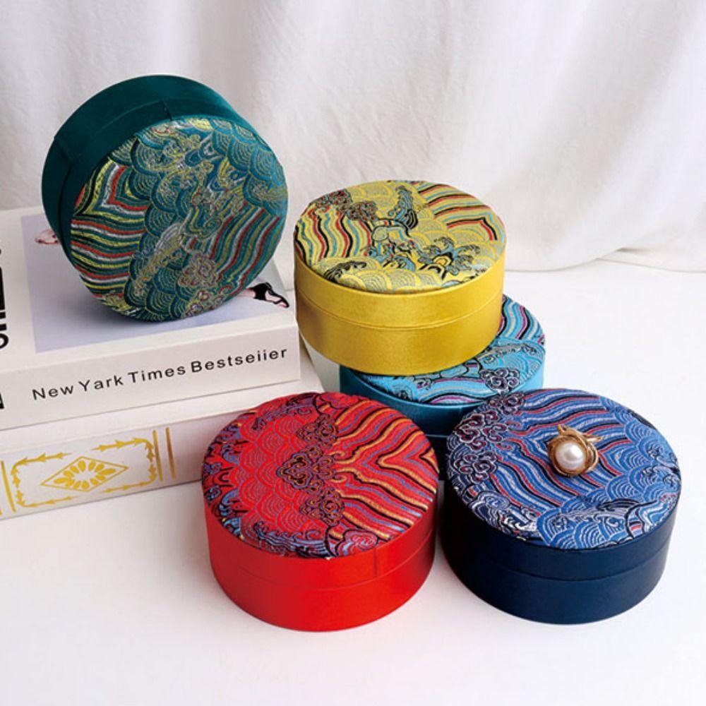 Linen Jewelry Storage Organizer Chinese Cultural Bracelet Box Bracelet Case Living Room