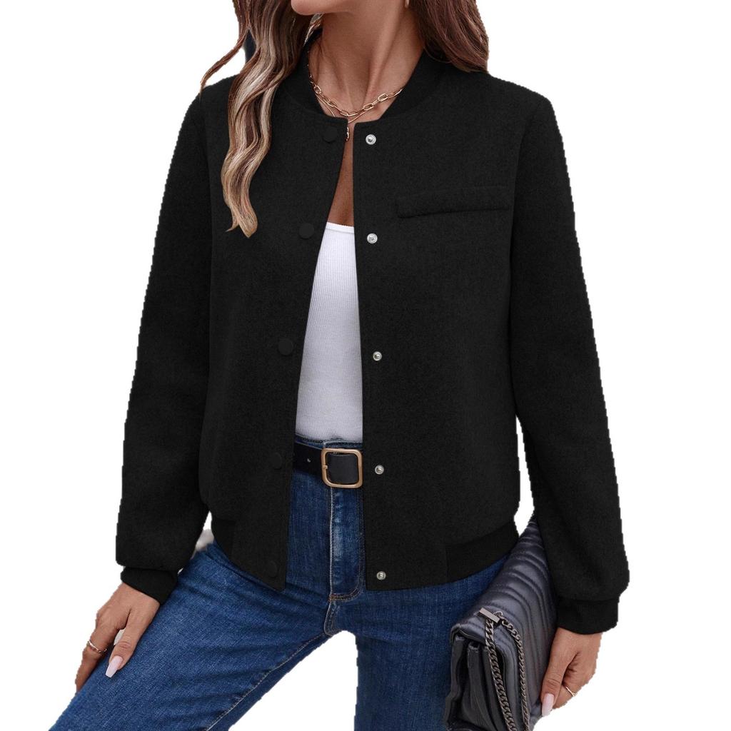 Women's Casual Color Three-quarter Sleeve Pocket Shirt Jacket