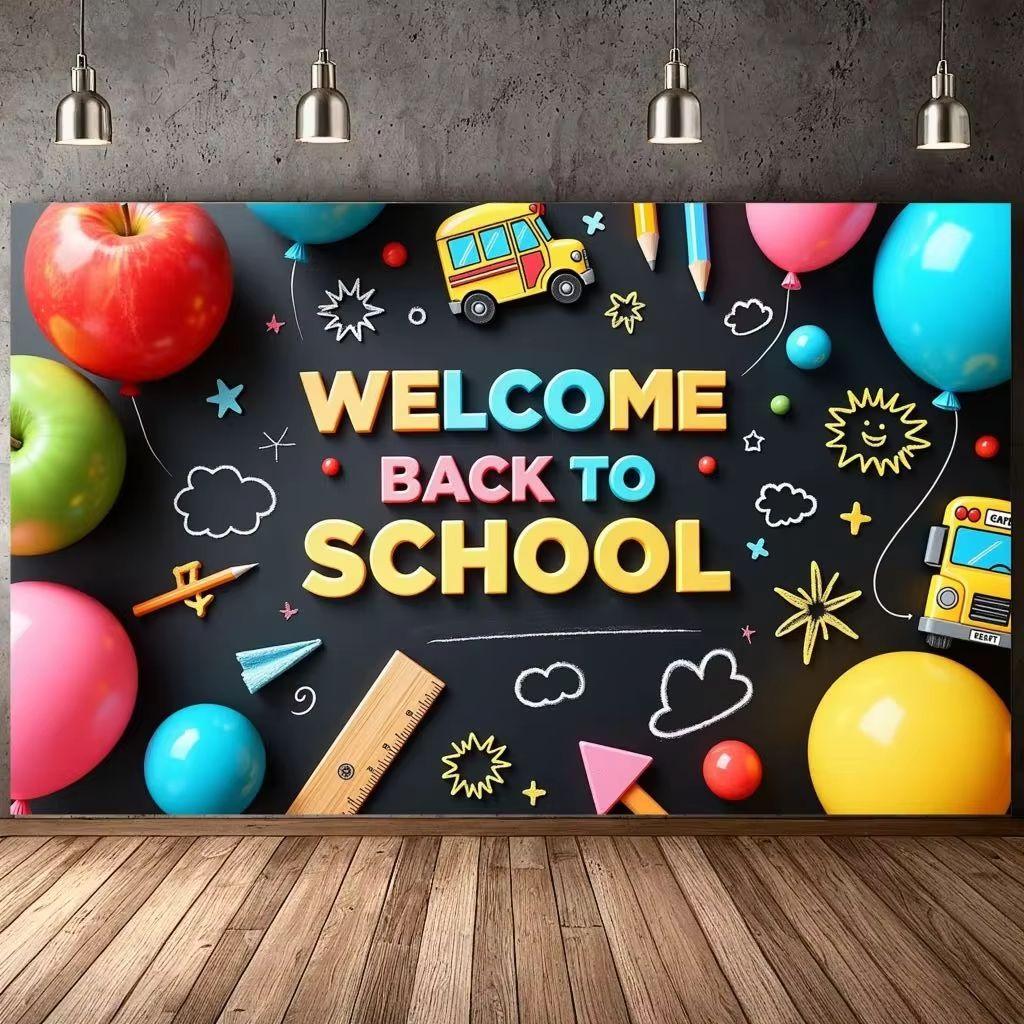 Welcome Back To School Banner Colorful School Bus Design Backdrop Decorations Classroom Events Party Supplies Photography Props