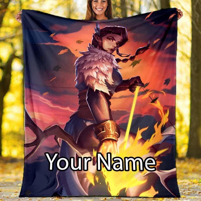 Custom Name Vox Machina Theme Printed Blanket - Perfect for Couch, Bed, Travel & Outdoor Use | Machine Washable, Cozy & Durable.