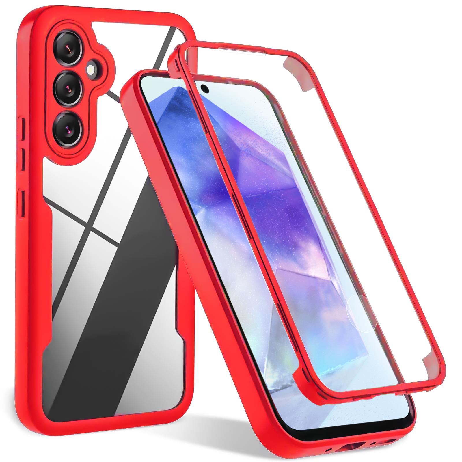 

Чохол 360 повного покриття для захисту екрана для Samsung A55 5G A35 A15 A54 A14 A34 A53 A73 A26 A16 A52S A56 A36 Протиударний чохол для телефону A12 червоний