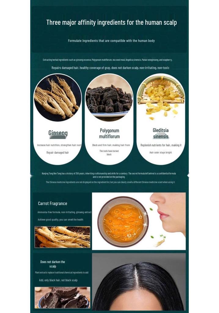 Nanjing Herbal Flowing Bubble Black Hair Dye - Natural Plant Extract