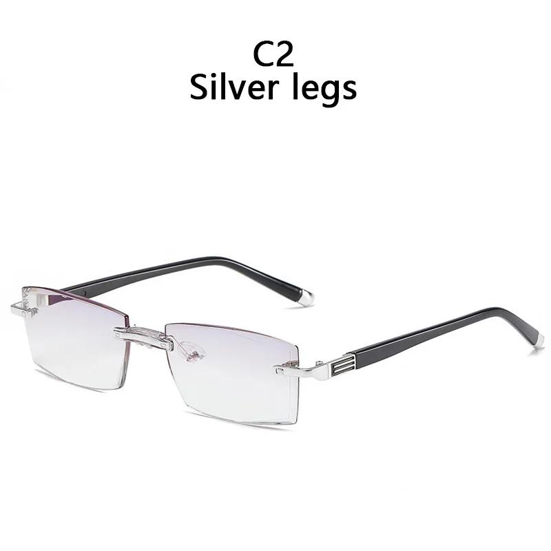 Diamond Anti Blue Light Blocking Rimless Reading Glasses Rimless Anti-Blue Frameless Presbyopic Glasses For Men Women +100