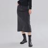 JAMBANGEE Women'S) Non-Stretch Triangle Cut Back Slit Biostone Salt Washed Skirt_An3Ddk664-Gy