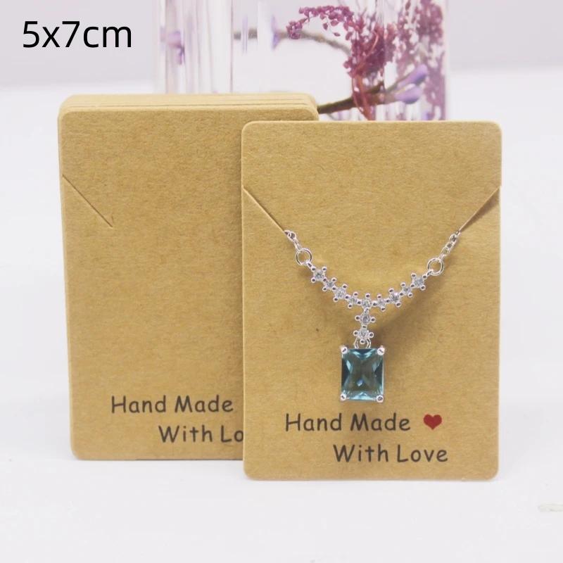 50pcs White/kraft Paper HANDMADE Series Multi Size Cards, Earrings, Necklaces, Jewelry Cards
