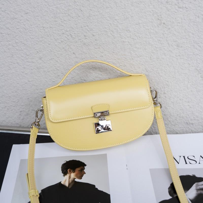Minimalist Genuine Leather Crossbody Bag Small Square Shell Shape With Lock Daily Urban Wear