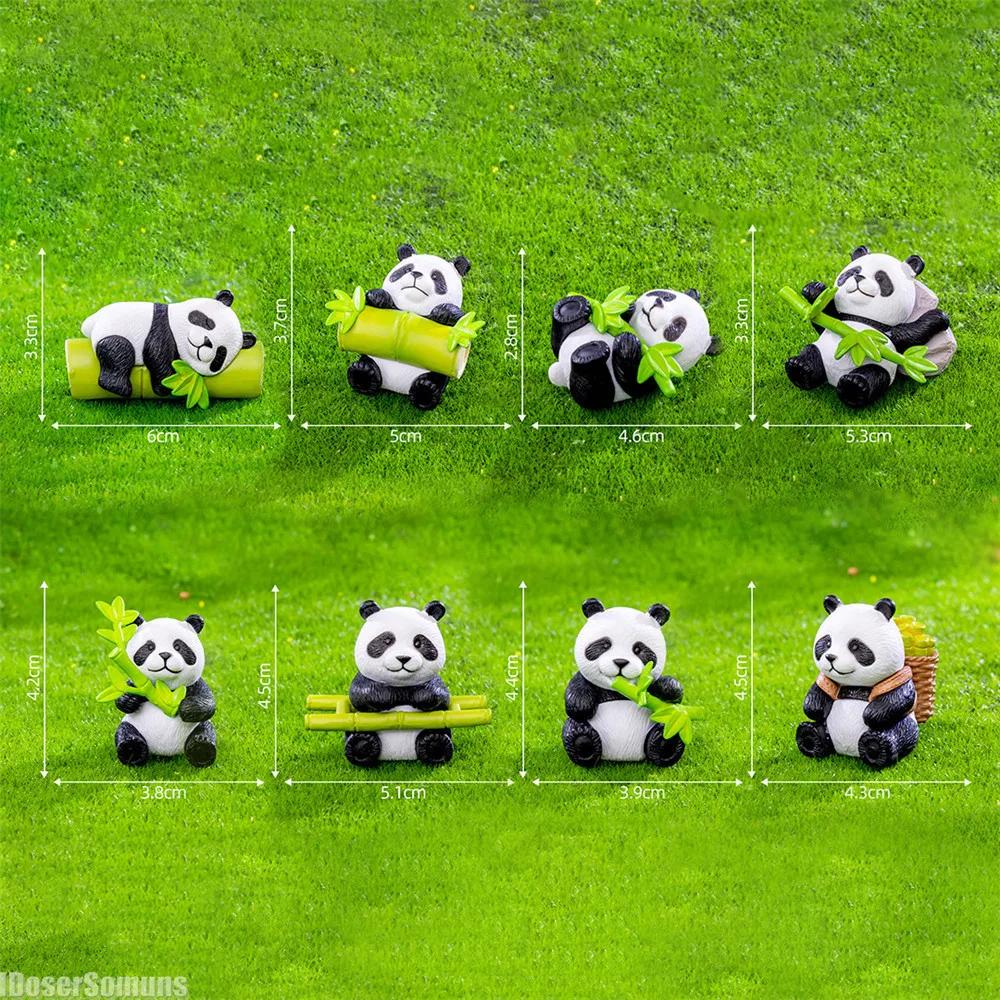 8 шт. микропейзаж милый бамбуковый панда кукла автомобиль декоративный набор комната — фото 6