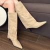 High Heels Fad Women High Boots Leather Pointed Toe Designer Shoes 2025 Trend New Brand Pumps Goth Winter Motorcycle Botas Mujer