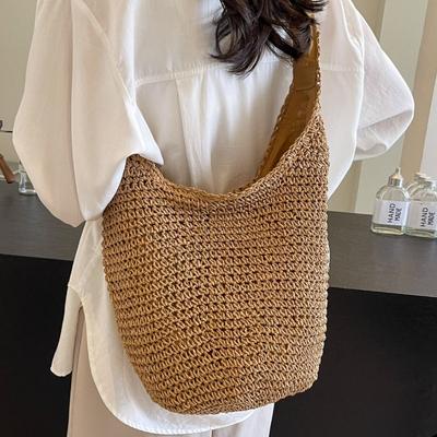 Tingus vėjas Atsipalaidavęs pojūtis Pintas krepšys Moteriškas vasarinis krepšys per petį, krepšys po pažastimi, kasdienis didelės talpos paplūdimio krepšys